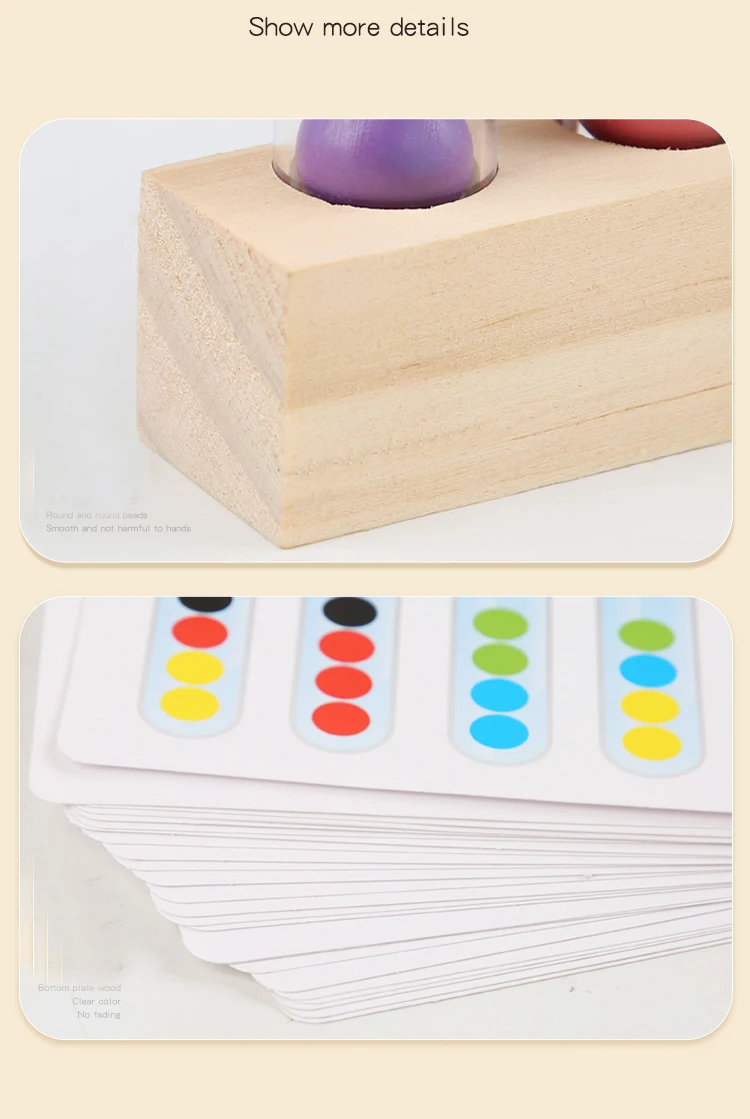 Jeu De Perles à Clip - Jeu Motricité Fine Enfants - 40 Perles, Tube, Clip Et 24 Cartes