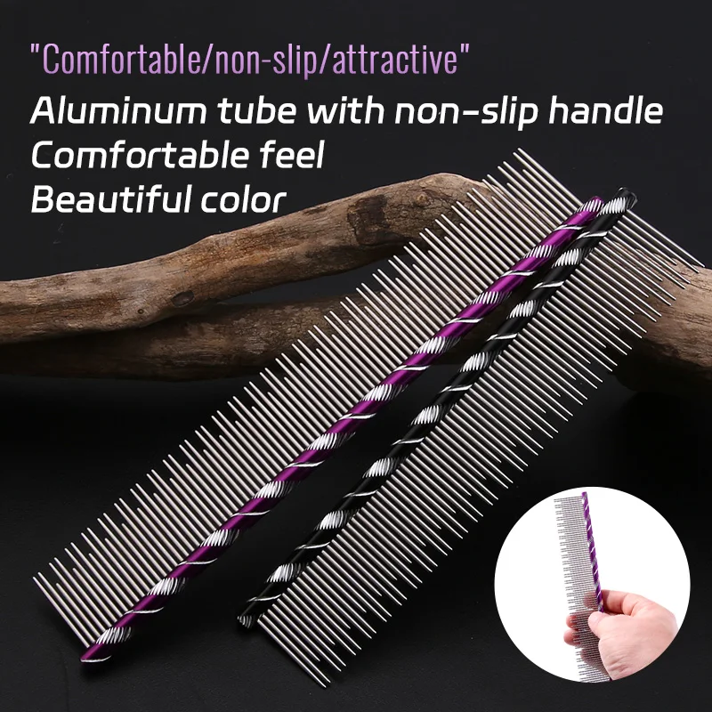 Fenice Professional Cat Grooming Comb Groomer For Pet Groomer Pets Combs Hairbrush Tapered Stainless Steel Pins Cat Hair Care