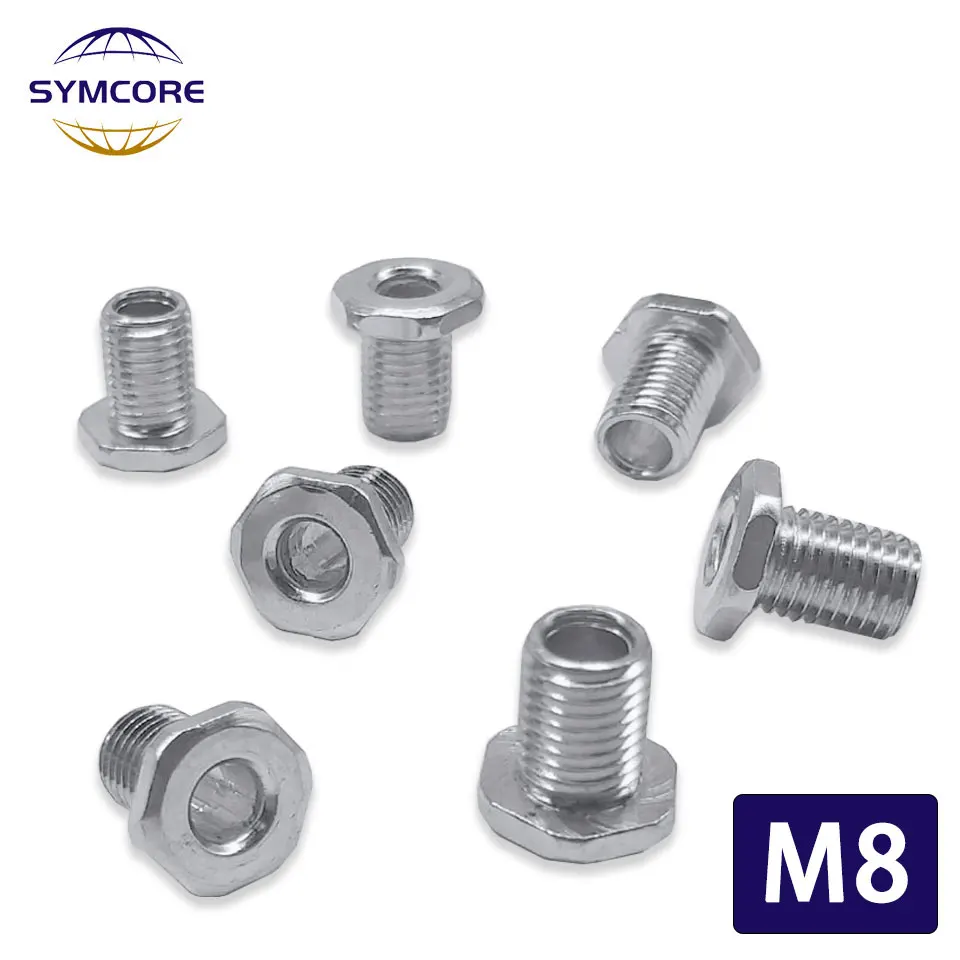 10pcs Galvanized M8 Outer Hexagonal Hollow Screw 8cm Hollow Bolt Through Hole Length 13mm Screw Fine Tooth Hexagonal Screw