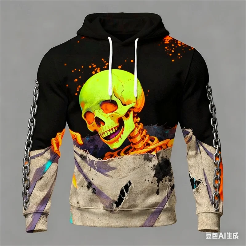 

Funny 3D Skull Pattern Men's Hoodies Hip Hop Trend Harajuku y2k Clothes Autumn Winter Casual Pullover Fashion Loose Sweatshirts