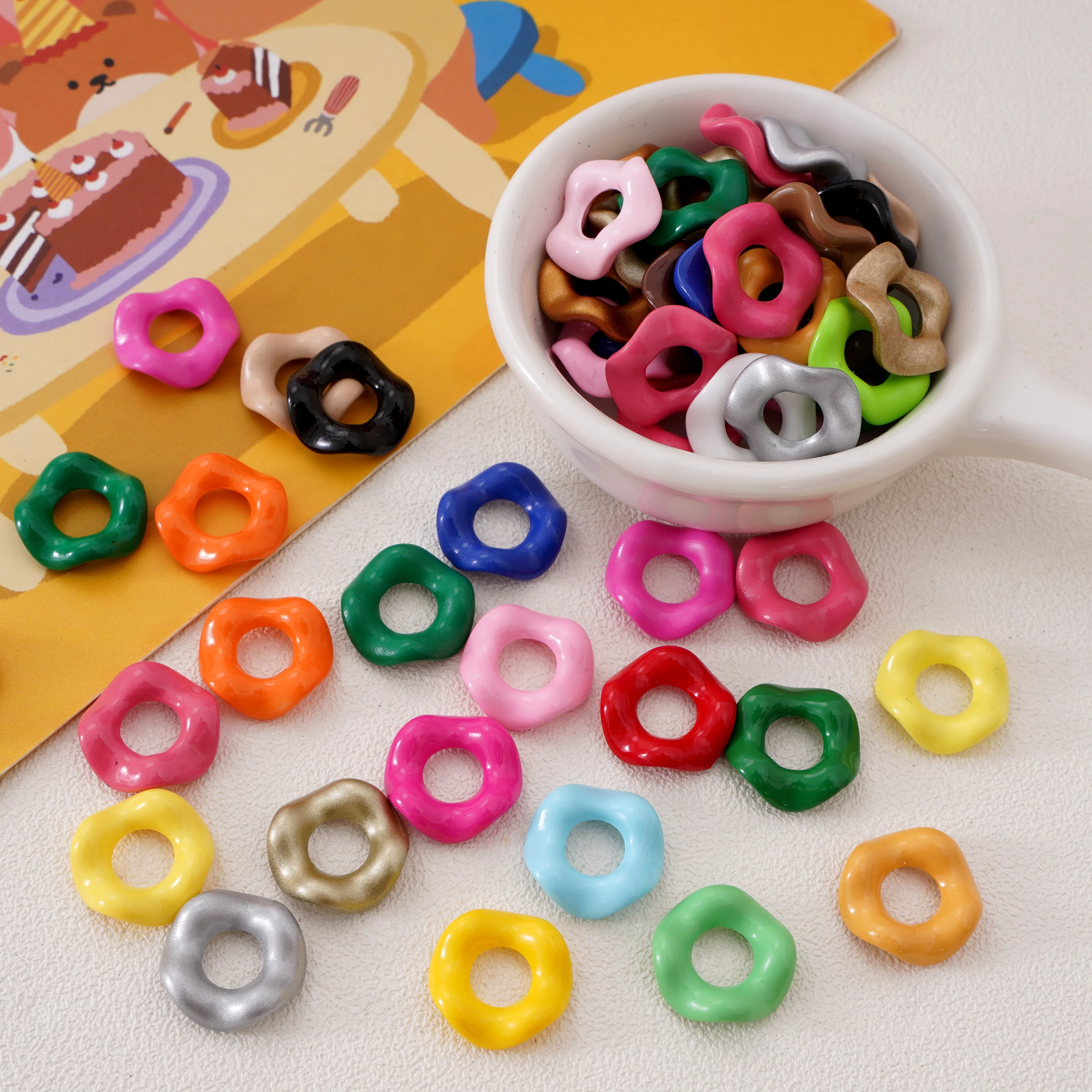 

5-20Pcs Multi Color Wave Loop Shape Beads Big Hole Acrylic Spacer Beads For DIY Bracelet Keychain Craft Jewelry Making Materials