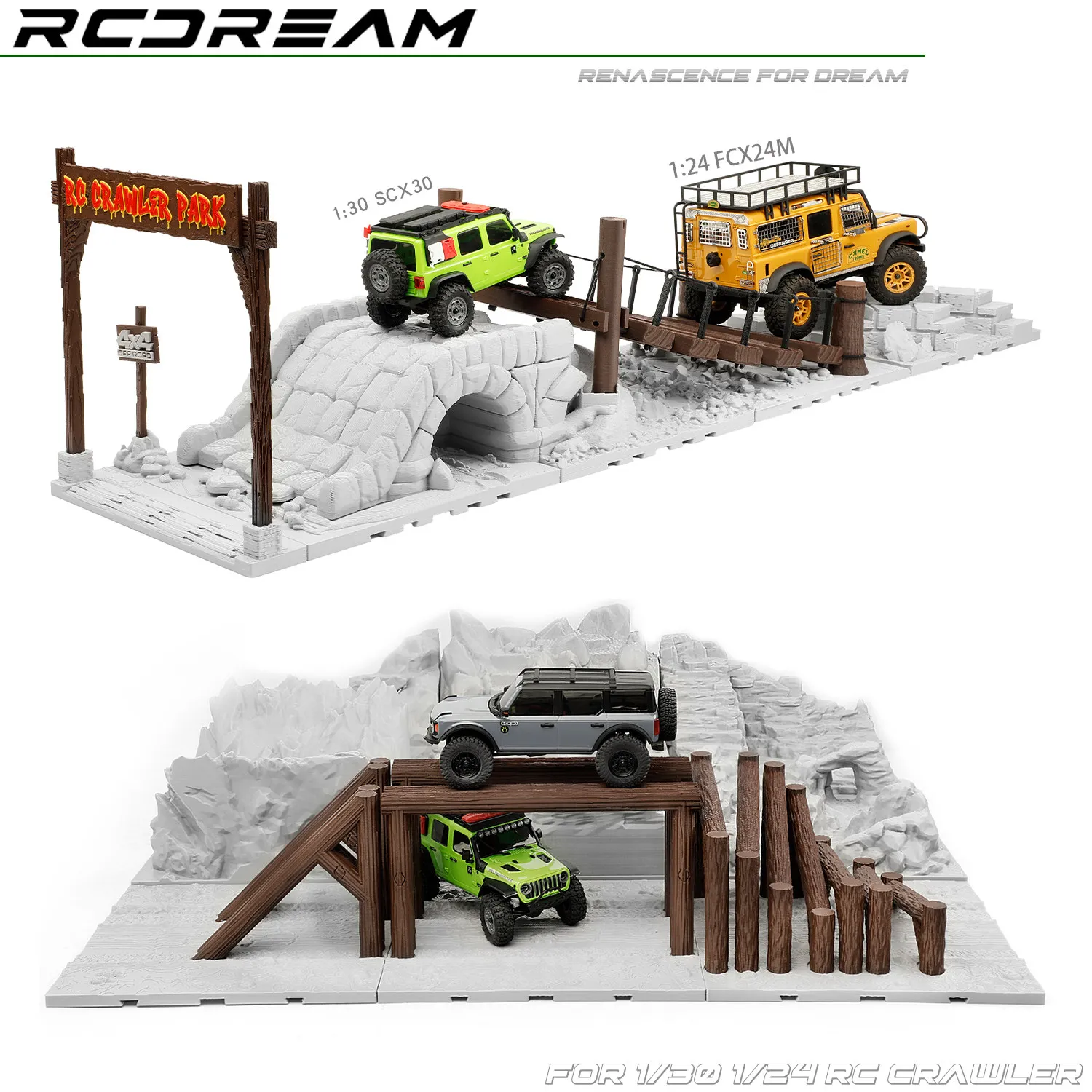 Scale Simulation Climbing Car Off-road Race Road Obstacle Mountain Sling Bridge Wooden Stake For 1/30 Scx30 1/32 Redcat Ascent32