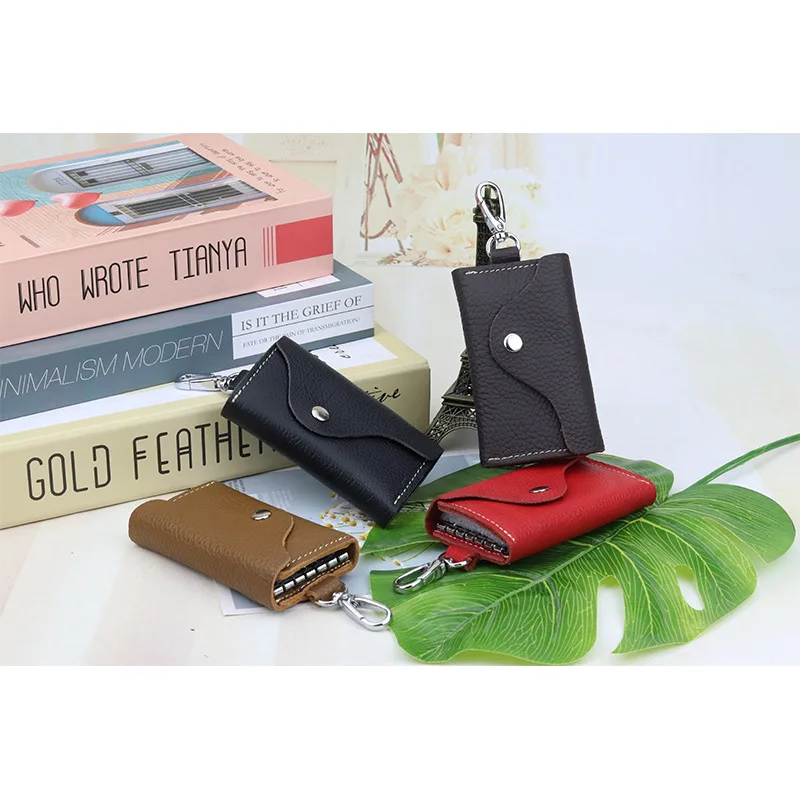 2025 حار قوانغتشو مصنع جلد طبيعي مفتاح حامل الرجال amd النساء الخصر شنق سعة كبيرة منزل مفتاح المحفظة النساء هدية #4