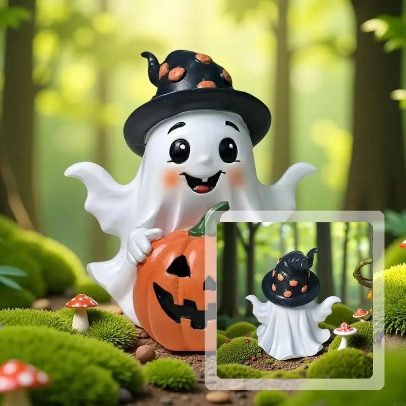 هالوين شبح القرع تمثال راتنج يدويا عطلة الديكورات للمنزل حزب داخلي في الهواء الطلق مهرجان مخيف P9YB