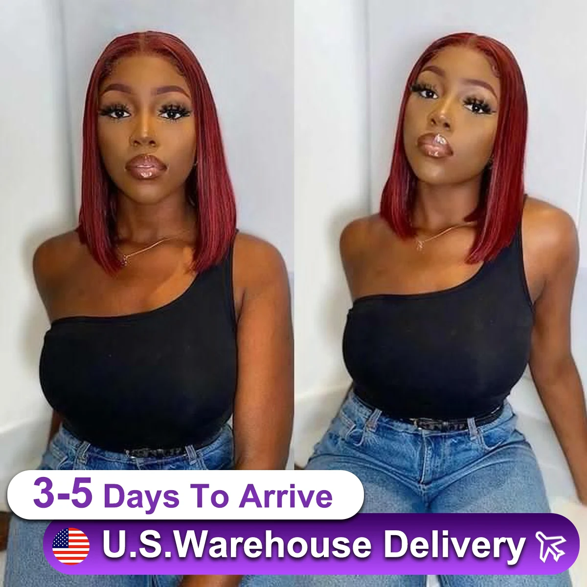 Beautiful Quality 99J Dark 13X4 Lace Frontal Clousre Wig Real Human Hair Wigs Thick Straight Wig Short Bob Style Lace Wig