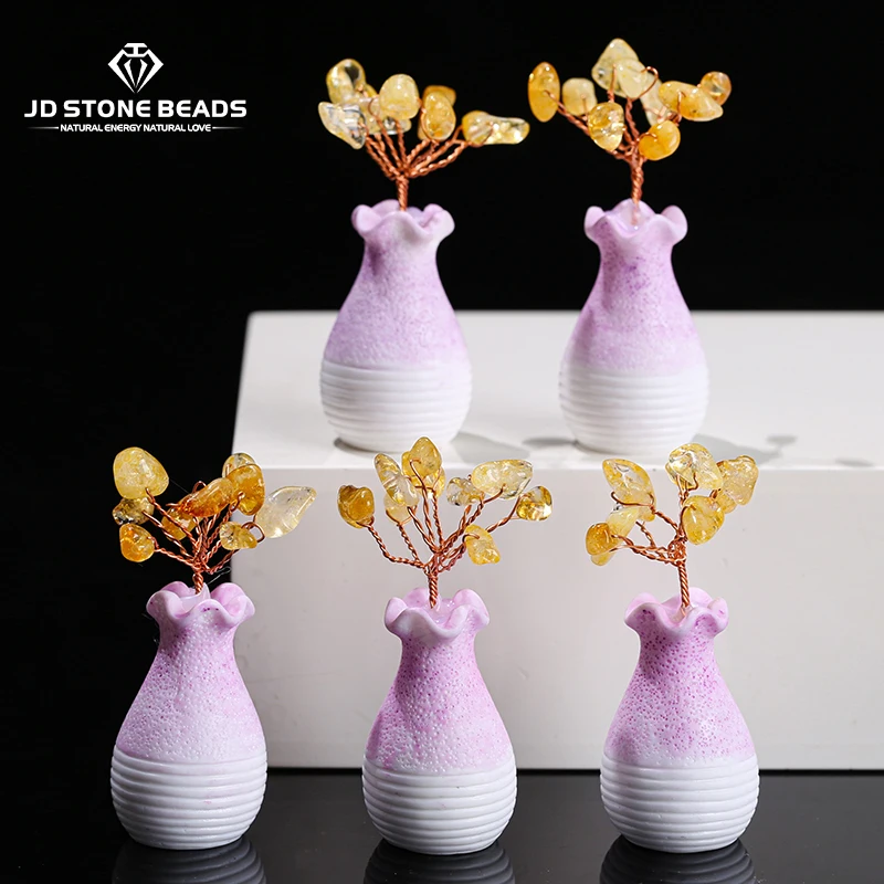 

1 Pc Natural Stone Amethyst Citrines Gravel Money Tree Crafts Raw Healing Stone Mineral Ornaments Home Decoration Desk Ornaments