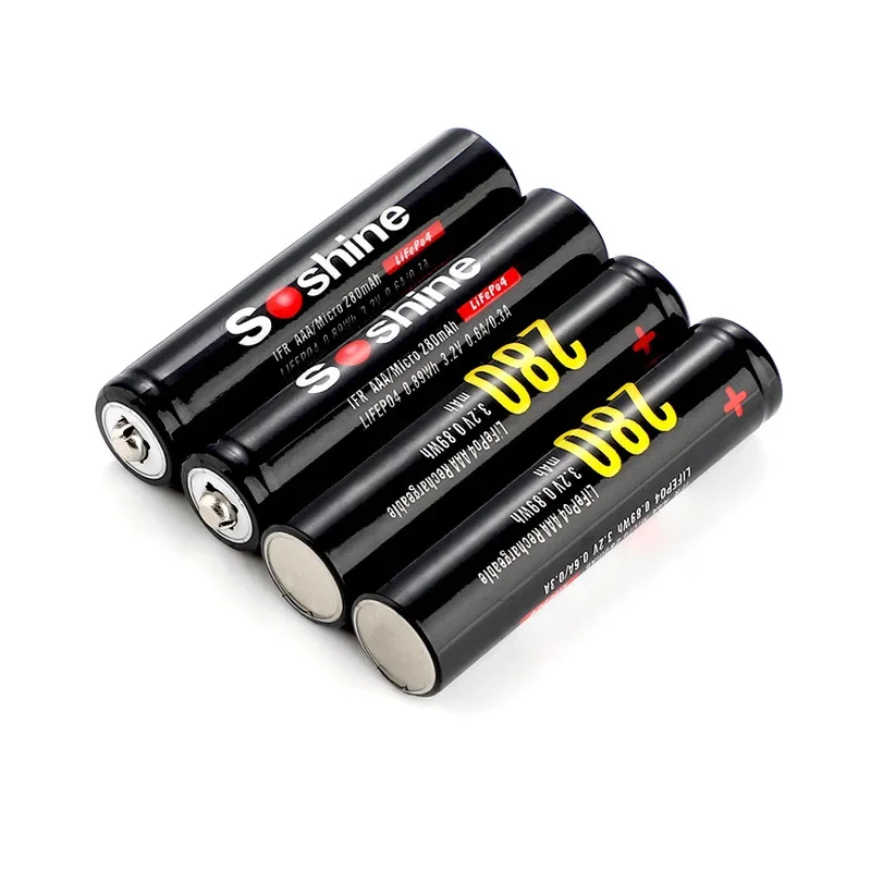 For Soshine 3.2V LiFePO4 4x14500 700mAh  AA and 4x10440 280mAh AAA Rechargeable Battery with 4xAA and 4xAAA Connector