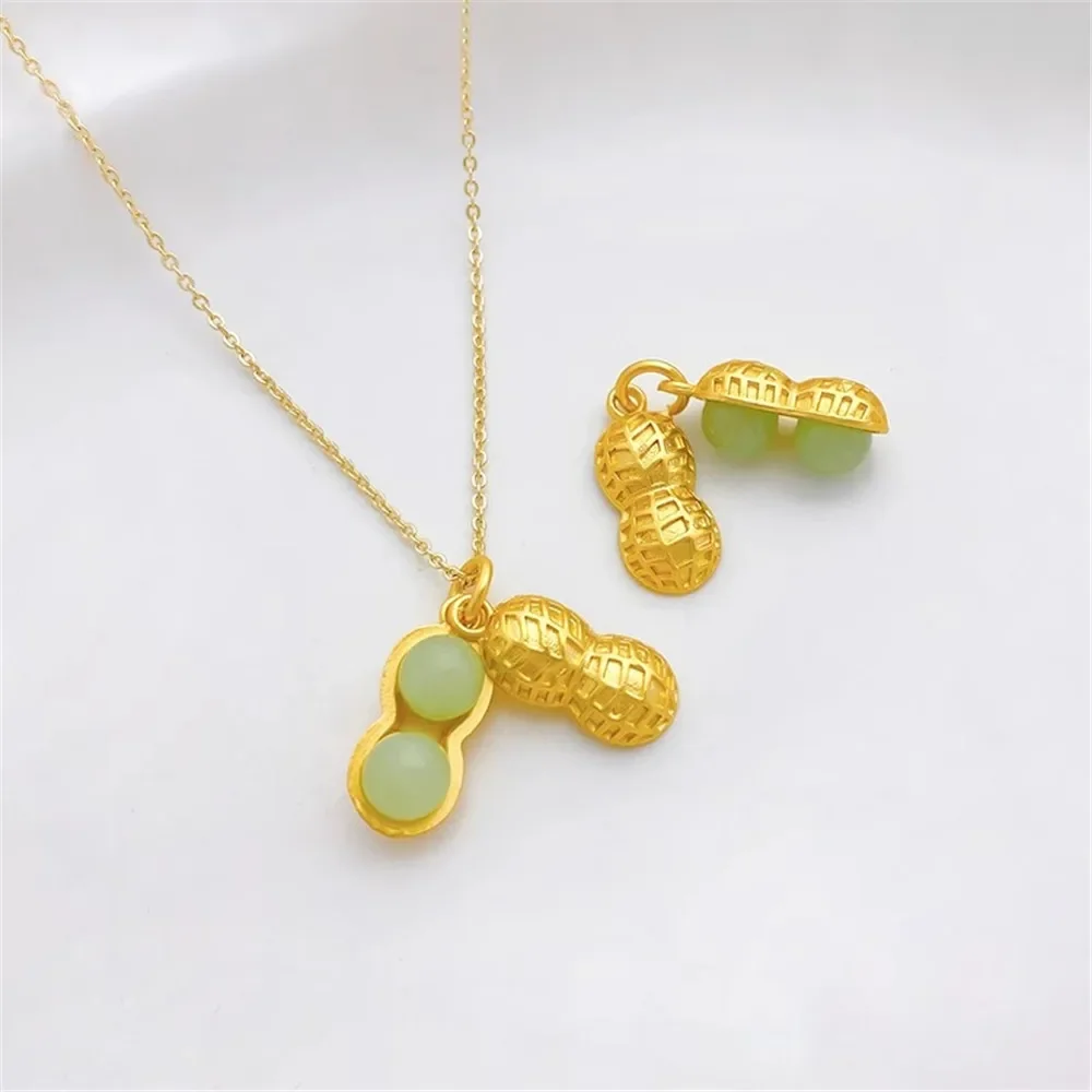 Tubo curvo hueco de maní de oro antiguo, captura de sueños, malla, agujero grande, colgante de cuentas, borla, pulsera Diy, colgante de collar