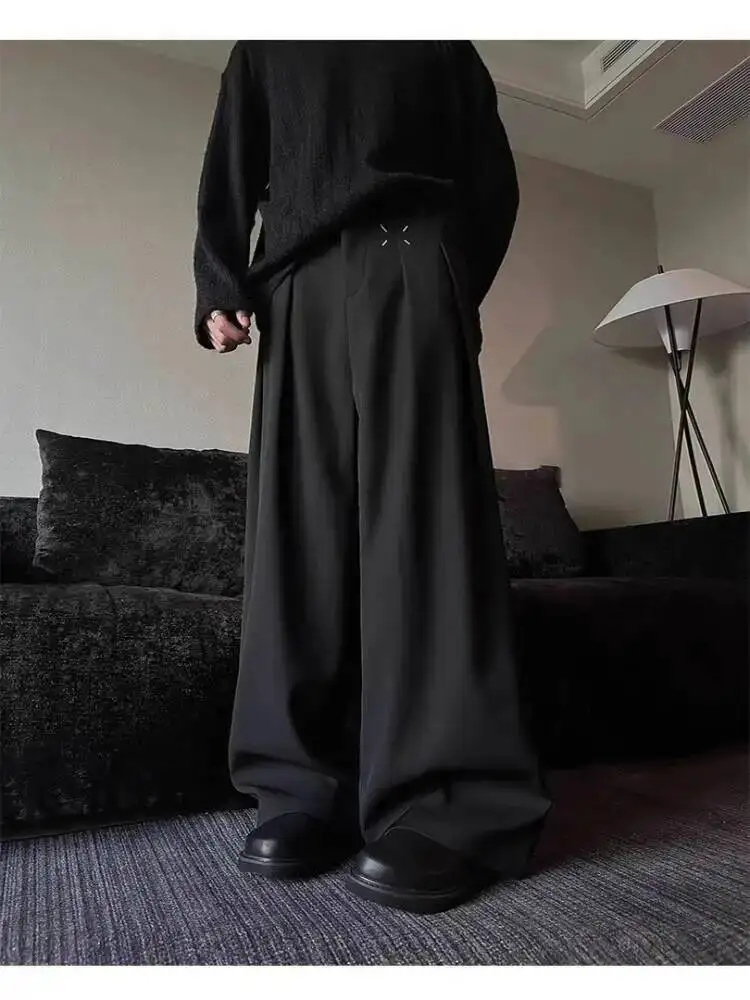 Men s Black suit pants Trousers High End Drapeyersatile Straight Leg Autumn Winter Cleanfit Unisex Loose Wide Leg Pants