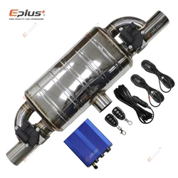 EPLUS Car Exhaust Pipe Electric Variable Valve Mufflers Remote Control Button Stainless Steel Universal T Shape One In Two Out