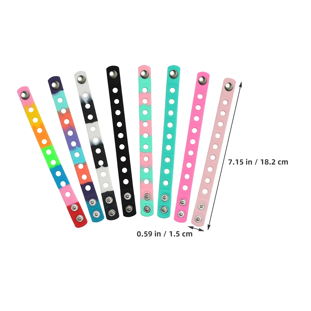 8 قطع من أساور السيليكون القابلة للتعديل DIY للمراهقين والبالغين، خفيفة الوزن، أزياء رياضية لتزيين الحفلات، أربطة ساحرة للمعصم