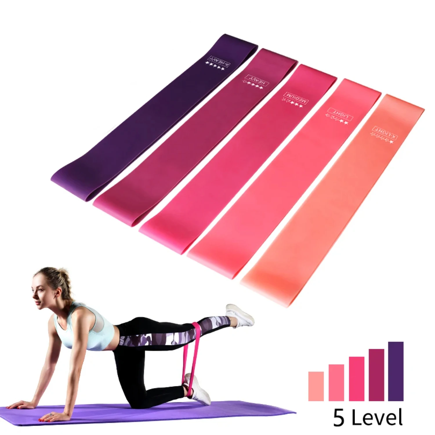 5 Different Levels Resistance Bands Yoga Sport Exercise Elastic Fitness Bands Workout Pilates  Rubber Bands Gym Accessories Band