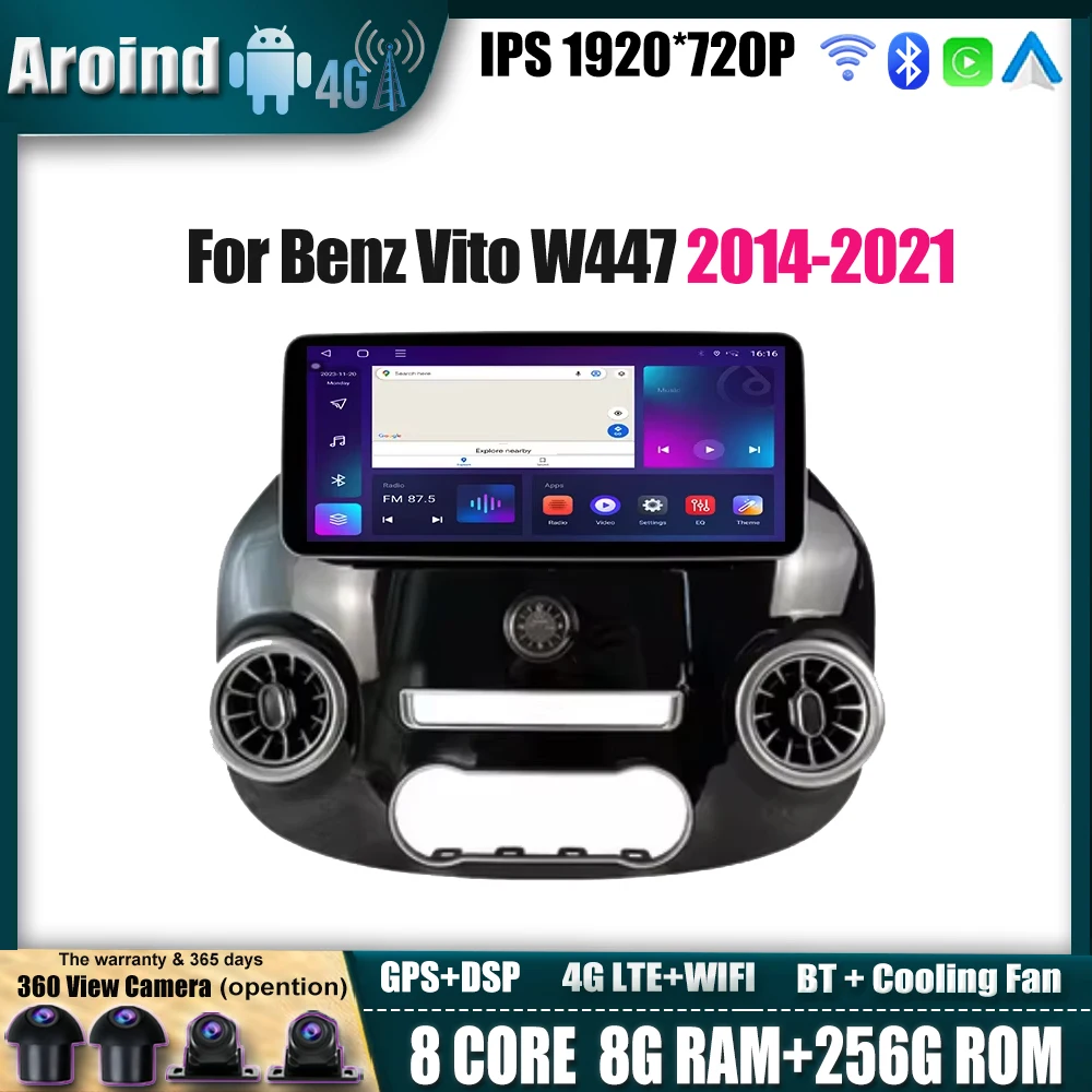 

12.3 Inch For Benz Vito W447 2014-2021 Android 14 Car Radio Stereo Receiver GPS Navigation DSP Video Carplay Player NO 2DIN DVD