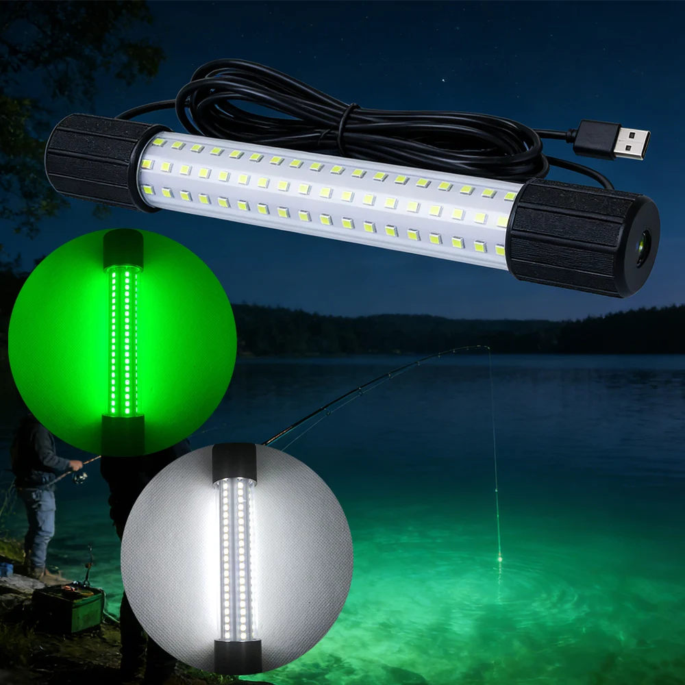 Luz LED subacuática USB para pesca nocturna – Portátil atraer peces