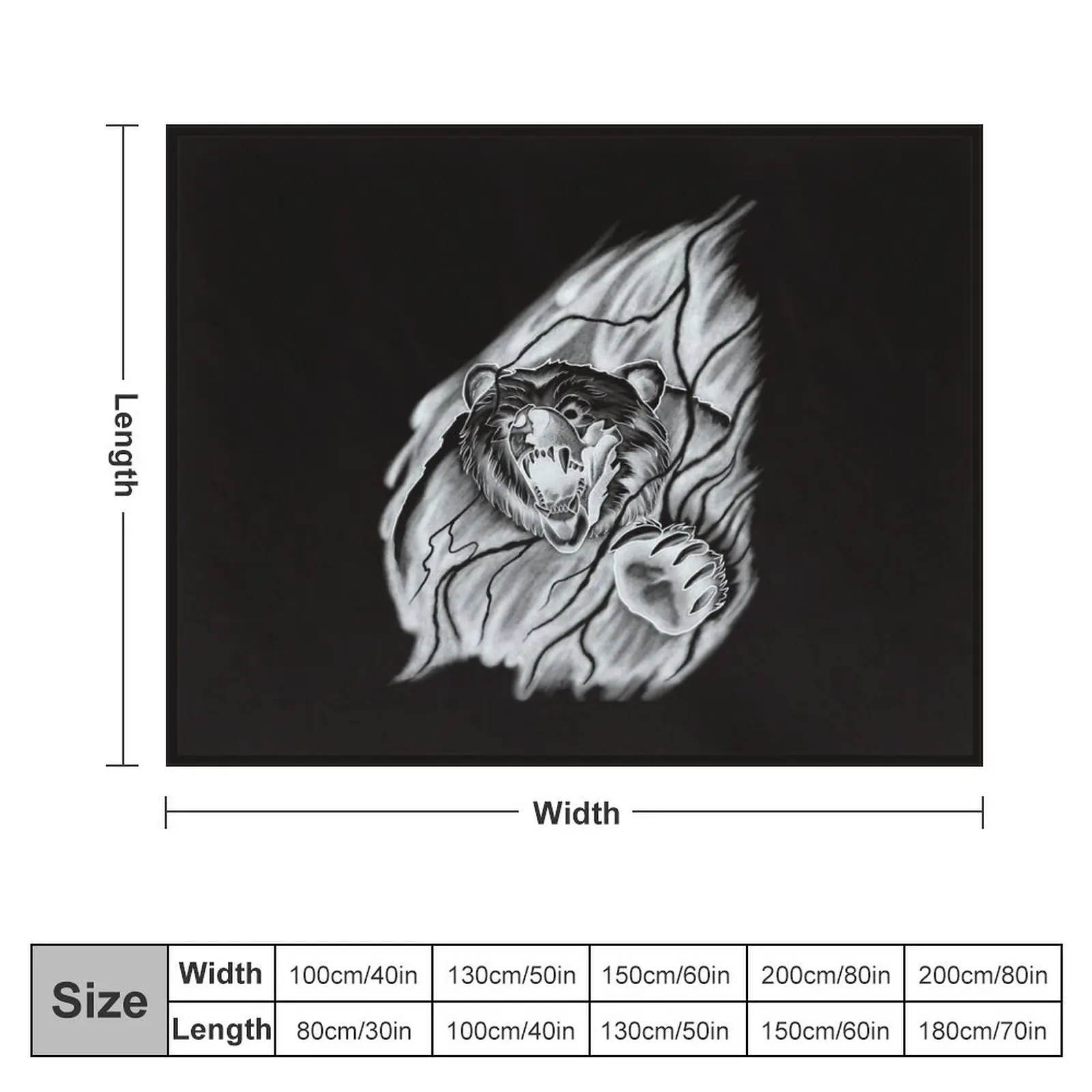 Roaring Bear breaking through the Mist in a Lightning Storm Tattoo Design Throw Blanket for babies Bed Fashionable Blankets