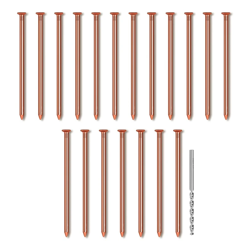 25Pcs Copper Nails, 3.14 Inch Long Pure Copper Nails Bulk With Drill Bit, Remove Stake Nails Hardware Nails For Trees