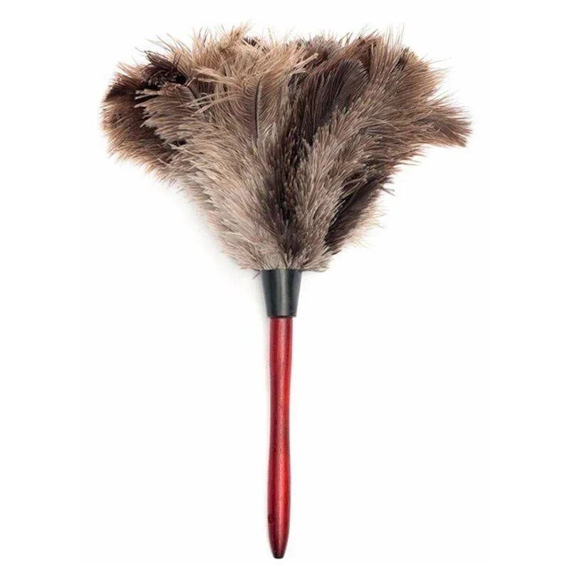 Household Anti-static Ostrich Feather Fur Brush Duster Dust Cleaning Tool Wooden Handle Clean Car Gadget for Home Accessories