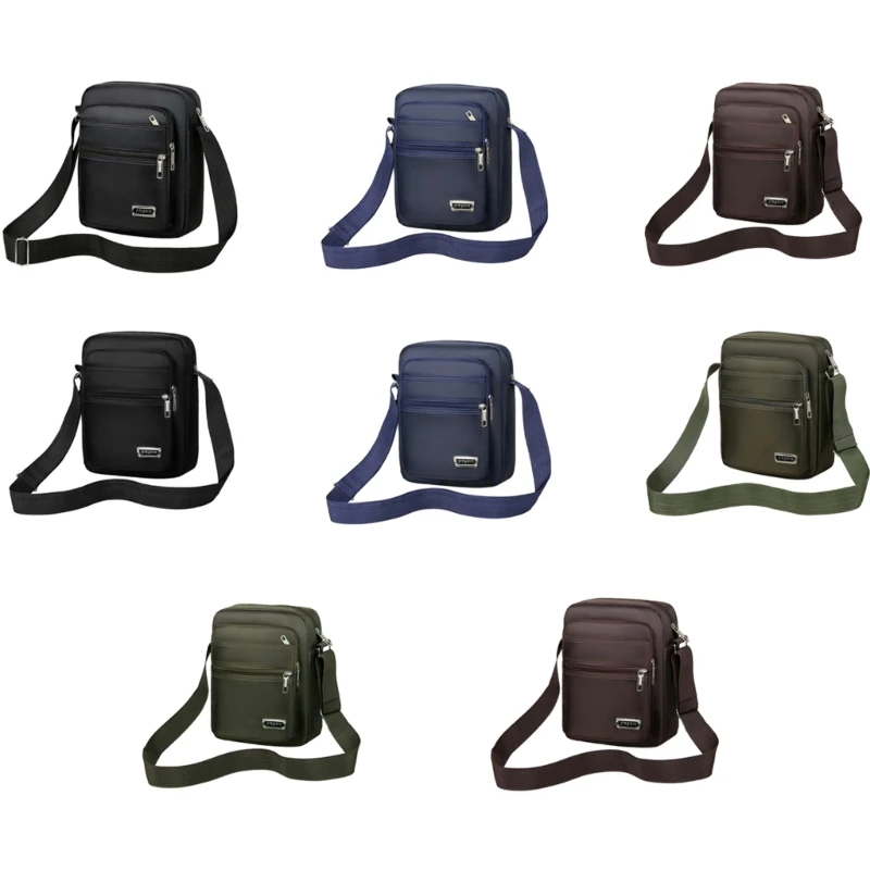 E74B Lightweight Crossbody Bag for Men Multifunctional Shoulder Bag Casual Multi-Zipper Bags with Adjustable Strap