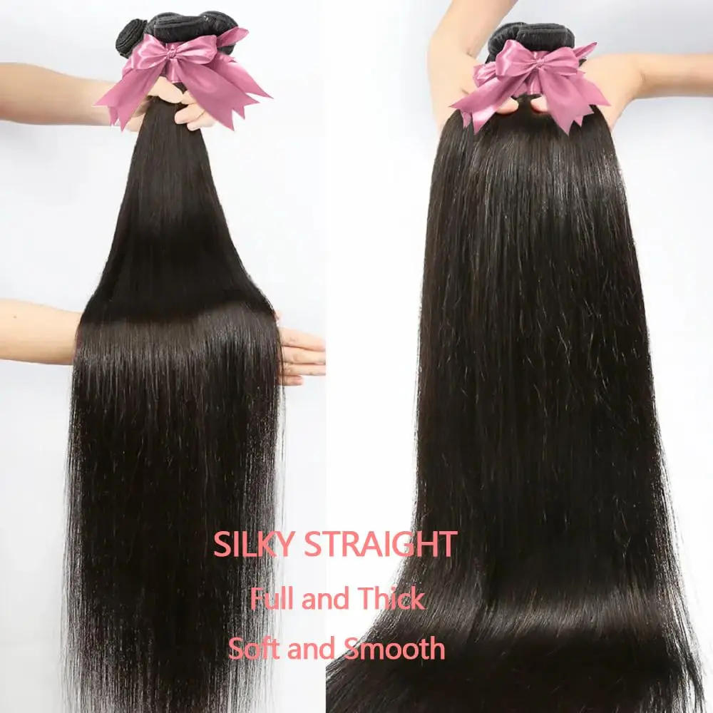 ตรงผมมนุษย์ 14 16 18 นิ้วบราซิล Virgin STRAIGHT Human Hair Bundles 2/3/4 รวมกลุ่มผมมนุษย์ตรงผม