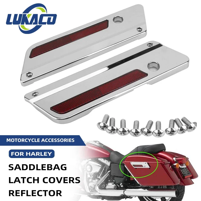 

Chrome Motorcycle Hard Saddlebag Latch Cover ABS For Harley Touring Electra Street Glide Road King FLH FLT FLHR FLTR 1993-2013