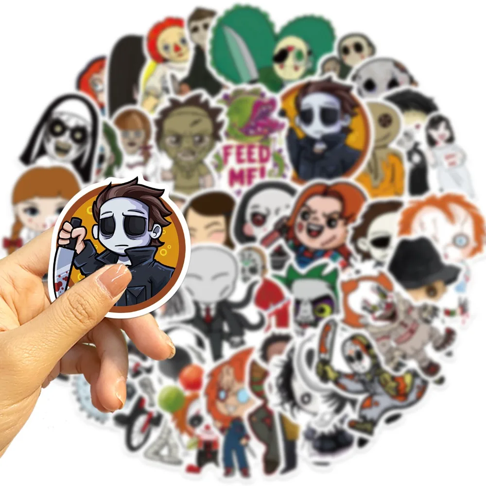 10/50Pcs Mixed Horror Movie Character Stickers Graffiti Decals DIY Laptop Notebook Fridge Suitcase Classic Sticker Toys