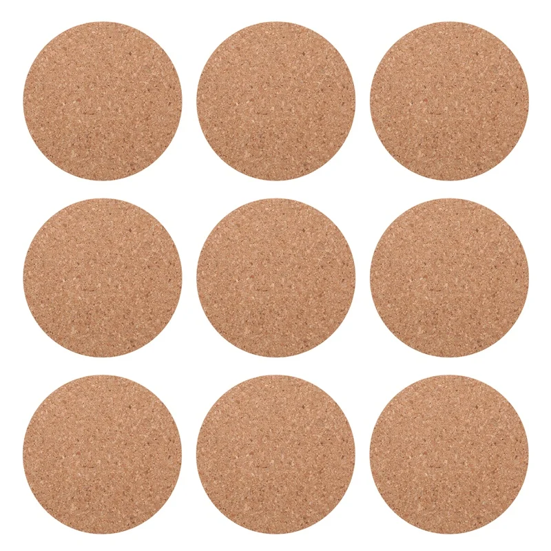 Set mit 10 Getränkeuntersetzern aus Kork – saugfähig und wiederverwendbar – 90 mm, 5 mm dick