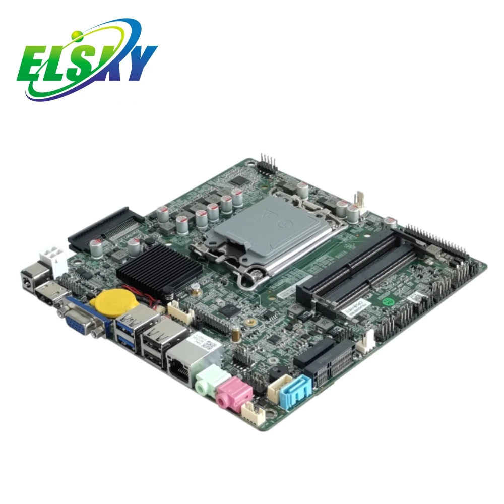 ELSKY High Quality Core I5 14gen computer motherboard Mini Itx H610 Lga1155 Board Plus PCI-Ex4 2*DDR4 RAM QM6100 MINI-PCIE