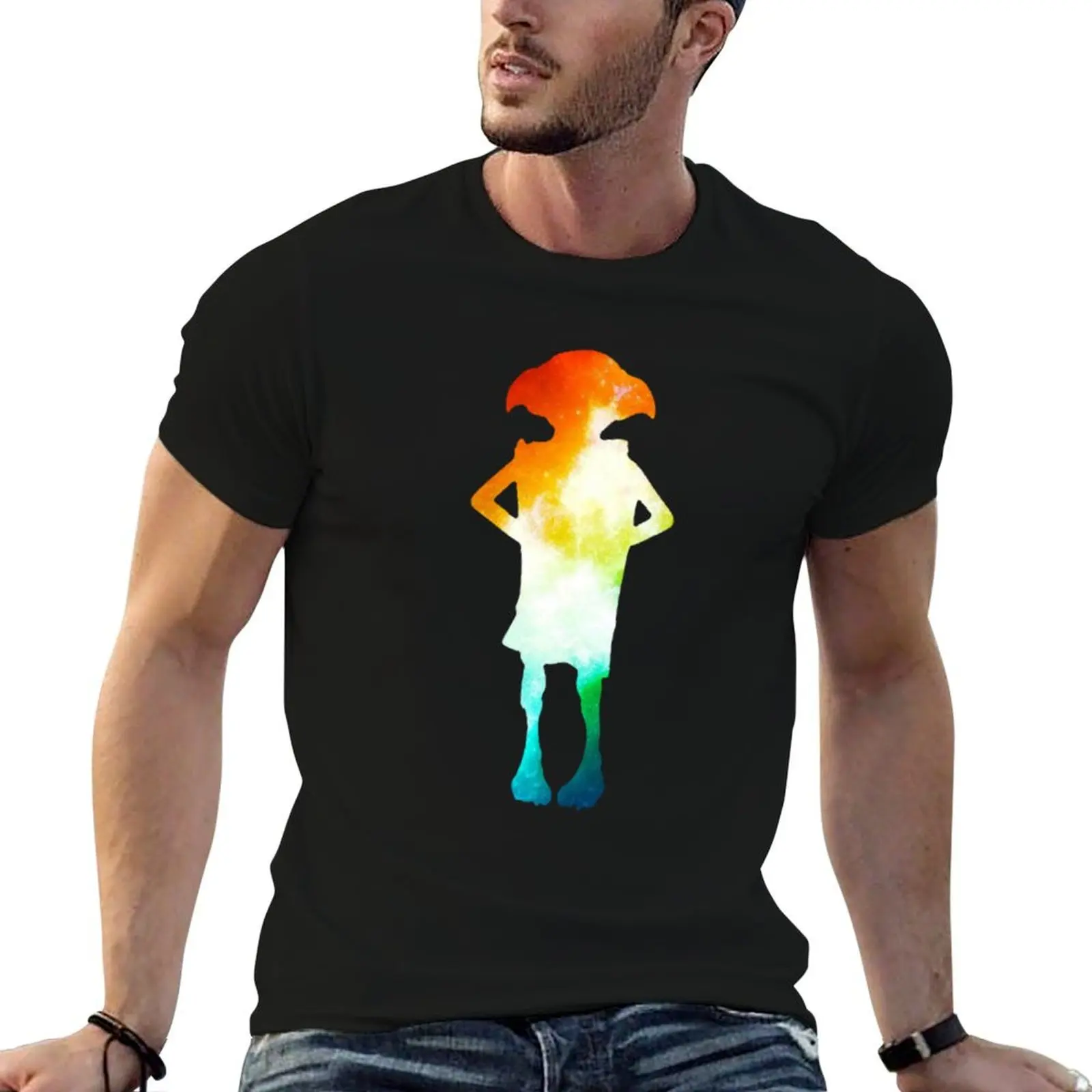 

Rainbow Galaxy Dobby T-Shirt man t shirts for men men t shirt cotton 100% T-Shirt