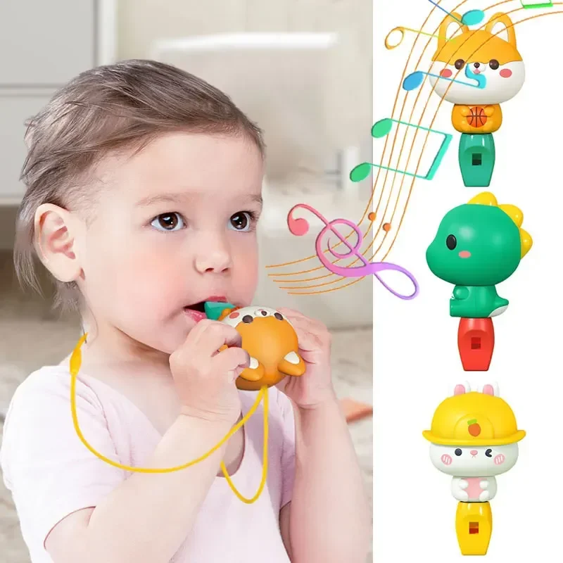 Silbato de animales para bebé, conejo, dinosaurio, perro, instrumentos musicales de aprendizaje temprano, juguetes para niños pequeños, 1-3 regalos