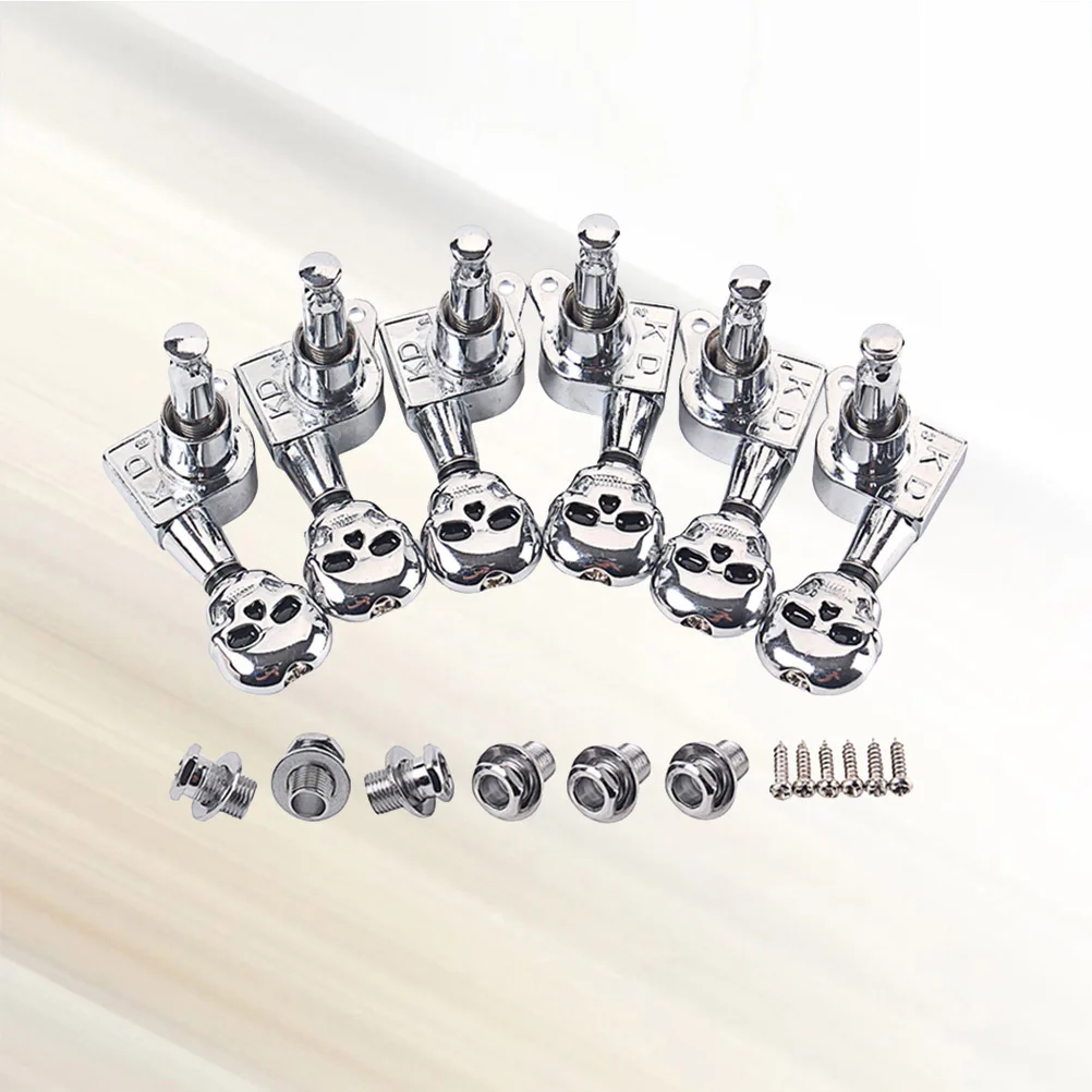 

1Set Skull Shape Silver Guitar Machine Heads Vintage 3R3L Durable Metal Tuning Pegs Replacement for Electric Guitar Bass