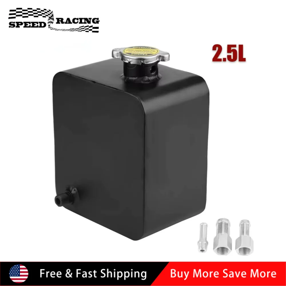 Универсальный 2,5 л алюминиевый сплав водяной радиатор охлаждающей жидкости перелив резервуар для восстановления универсальный расширительный черный серебристый WB-1002