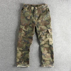 2024 Autumn And Winter New American Retro Heavyweight Men's Camouflage Cargo Pants Loose Fashion Multi-pocket Casual Trousers