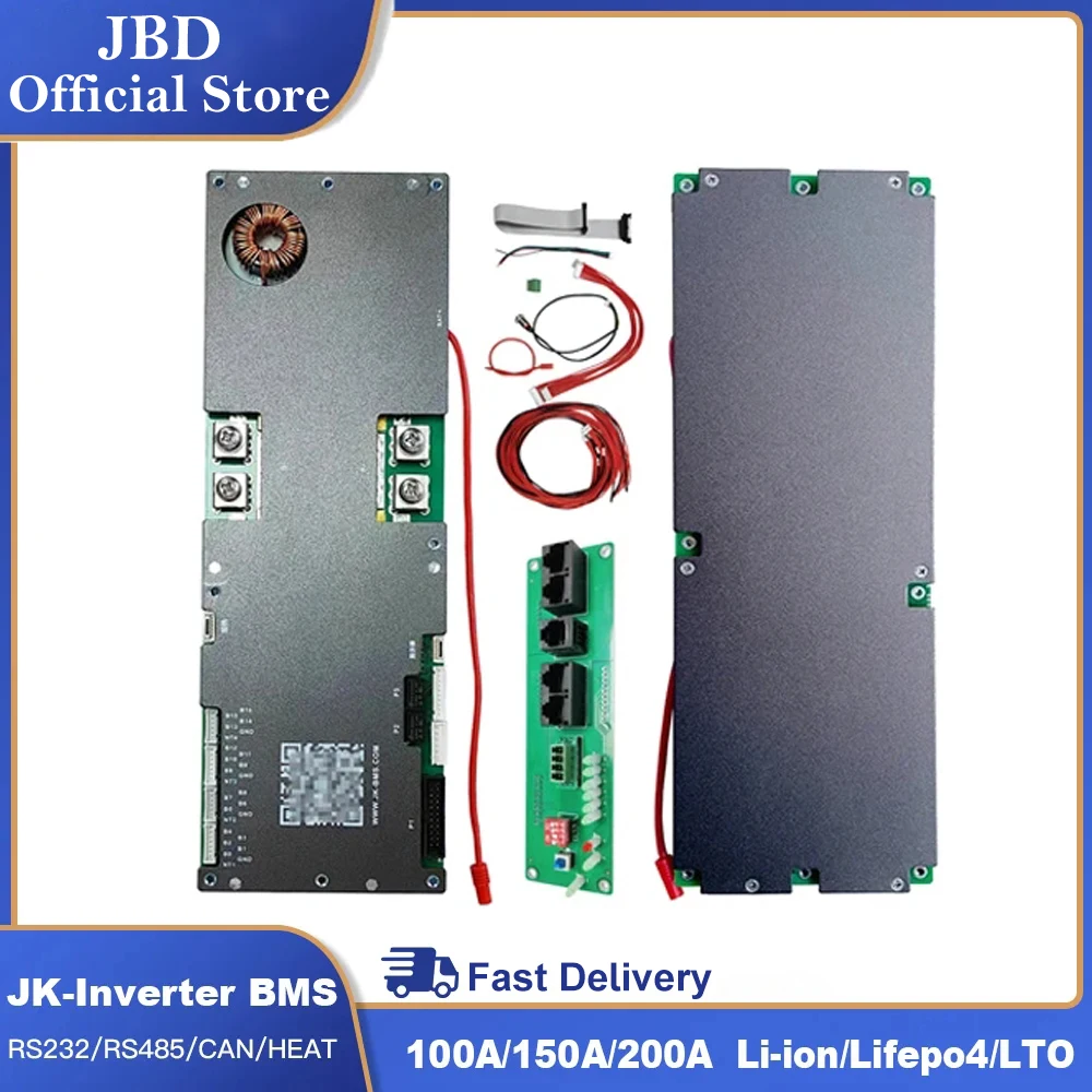 

JK Smart BMS 100A 150A 200A 24V 48V 8S 16S Household Energy BMS to Inverter 1A 2A Active Balance 10S 11S 12S 13S 14S 15S LiFePo4