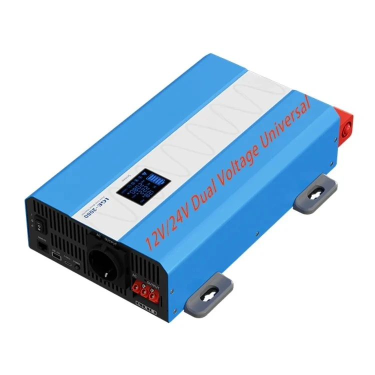2000W Car Inverter 12V/24V Dual Voltage Universal DC to 220V/230V/240V AC Pure Sine Wave for Solar Power Inverter Generator