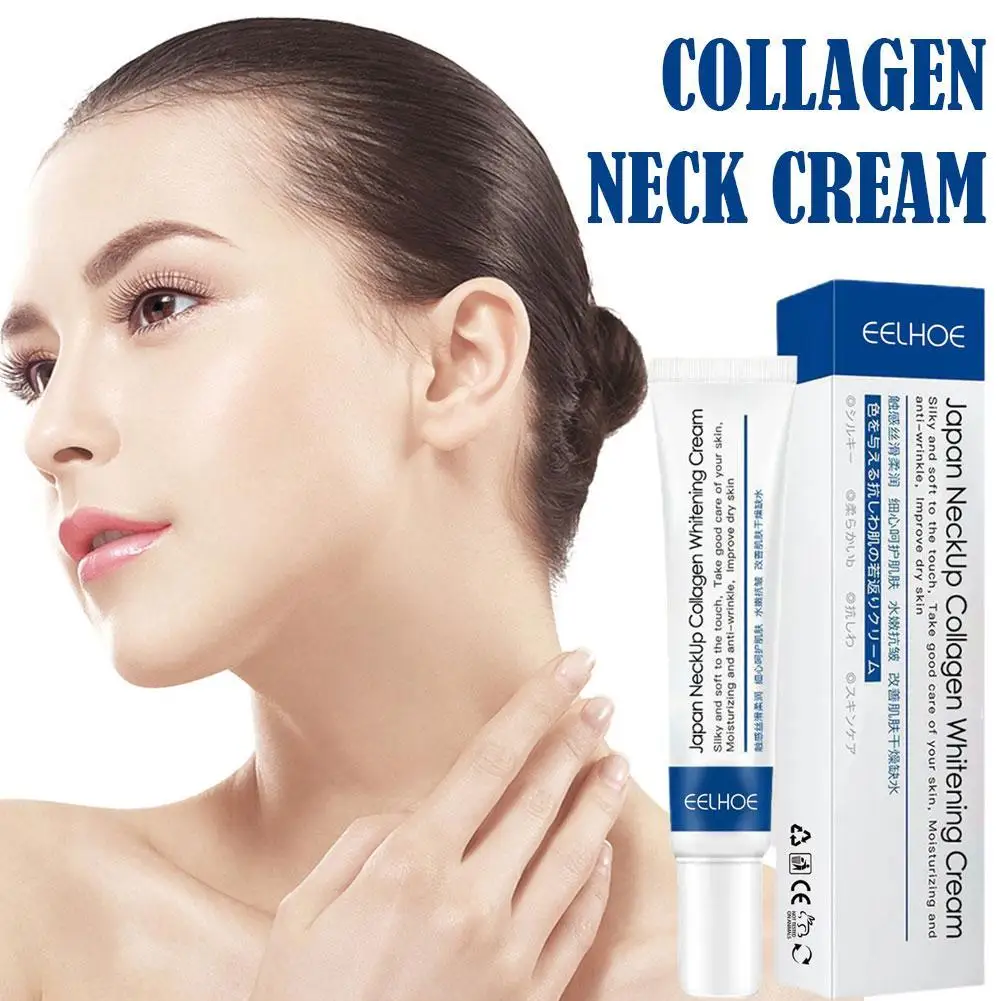 Colágeno Creme Antienvelhecimento para Pescoço, Clareamento, Hidratante, Apertando, Levantamento, Quinho Duplo, Redutor de Linhas Finas, Cuidados com a Pele, 20g