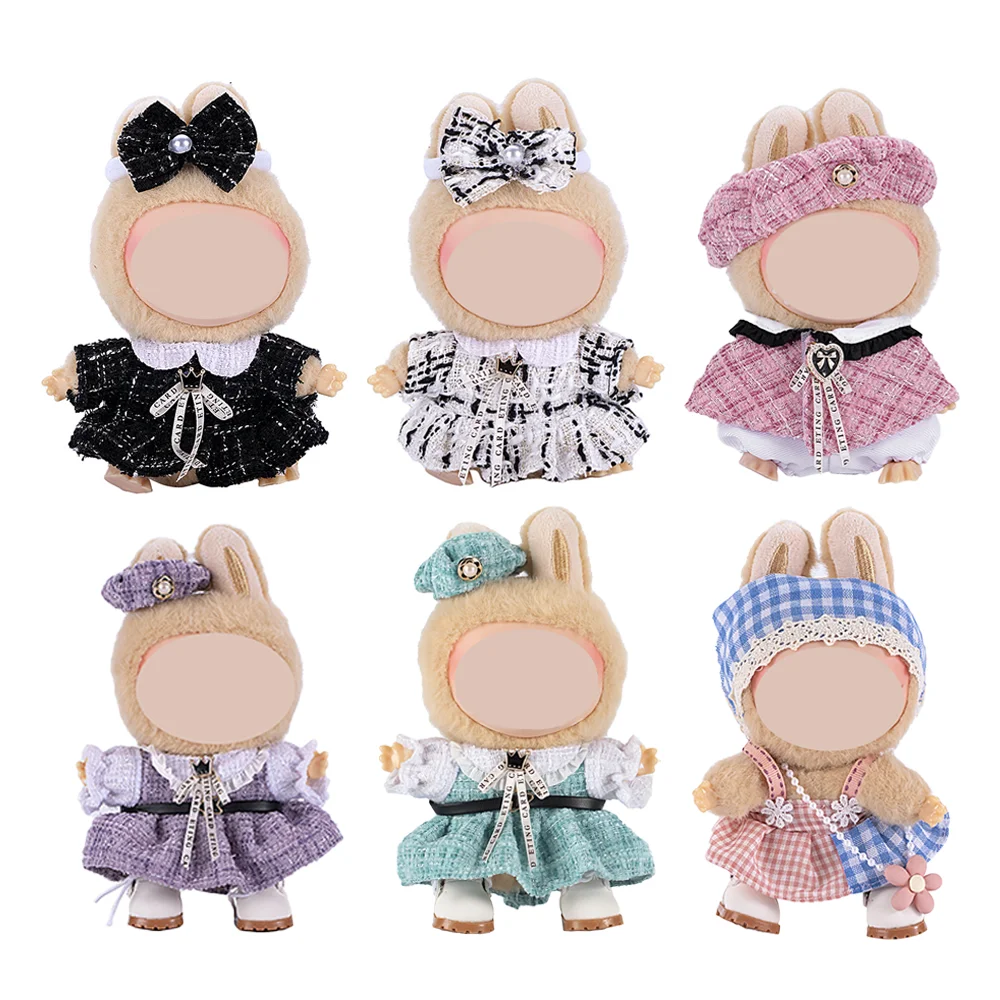 

French Style Plush Doll Clothes For 15-17cm Labubu Clothing Accessories Cute Dress Toy Diy Dress Up Outfit Designer Party Gift