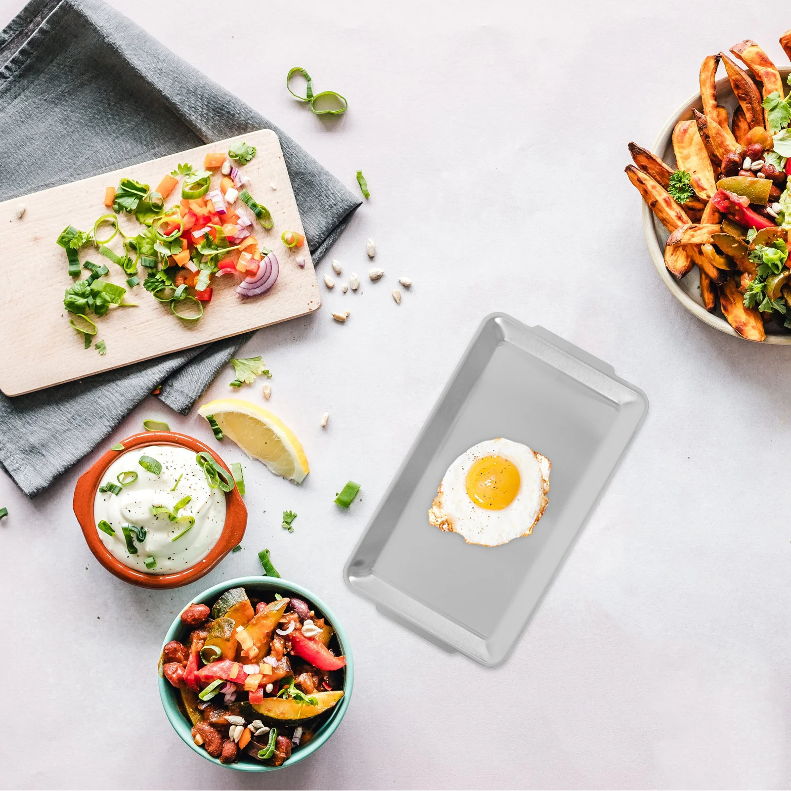 

Stainless Steel Bbq Tray Flat Bottom High Temperature Resistant Serving Plate for Grilling Hot Pot Seafood Dessert Serving