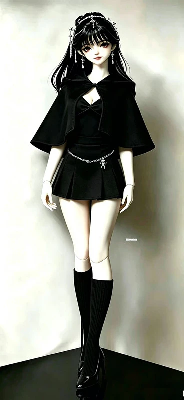 [Only Selling Clothes ] Big Size Doll 1/3 1/4 1/6 Cape Pleated Skirt Mid Length Socks High Heels Set for BJD Action Figure