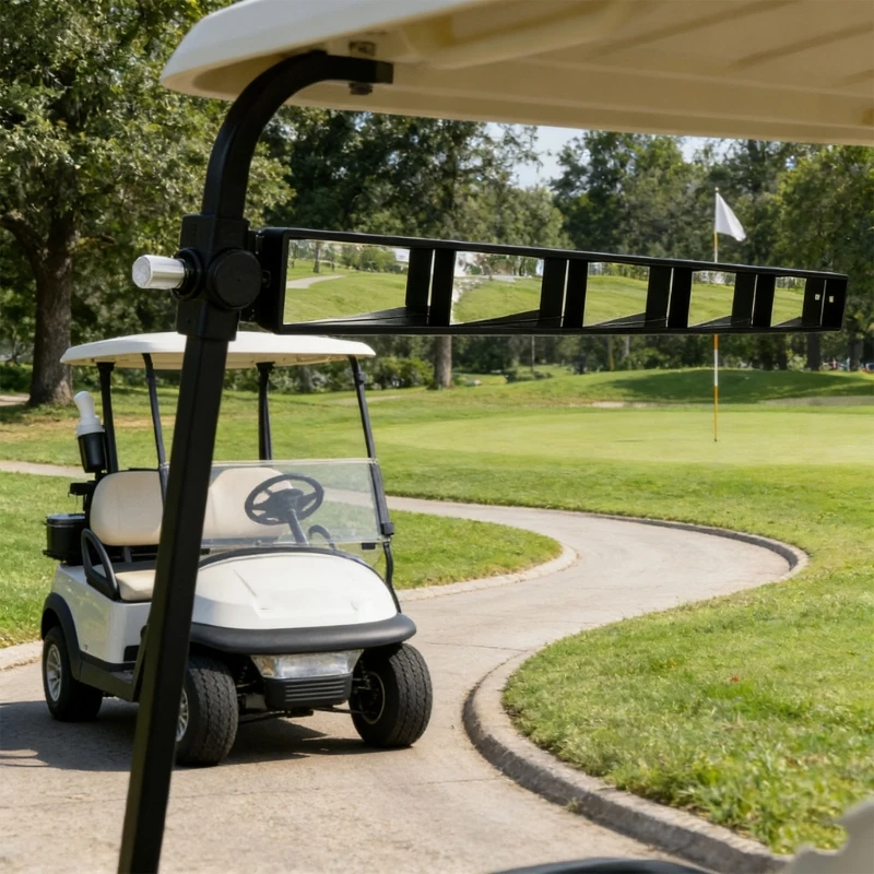 5 Sided Wide View Rear Observation Mirror For Golf Cart With Safe Mounting And Clear Glass
