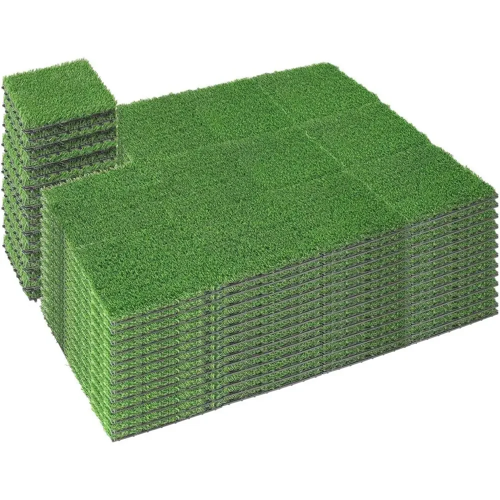 12x12 Inch Artificial Grass Interlocking Tiles for Patio, Balcony, Garden, and Indoor Use - 18 Pack