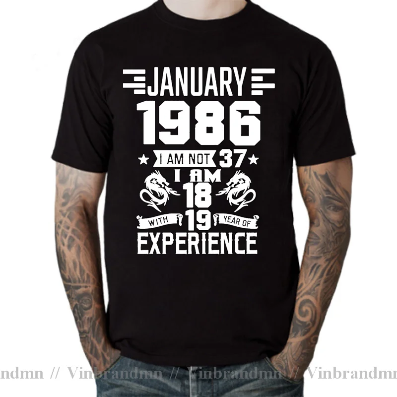 I'm 18 with 19 Year of Experience Born in 1986 Nov September Oct Dec Jan Feb March April May June July August 37Th Birth T Shirt