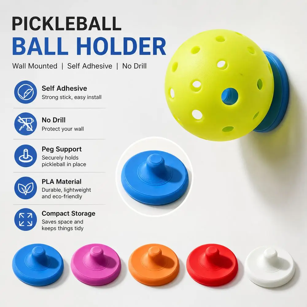 Wall Mounted Pickleball Ball Wall Rack Self-adhesive 26/40/48 Holes Pickleball Display Holder Stable Decorative