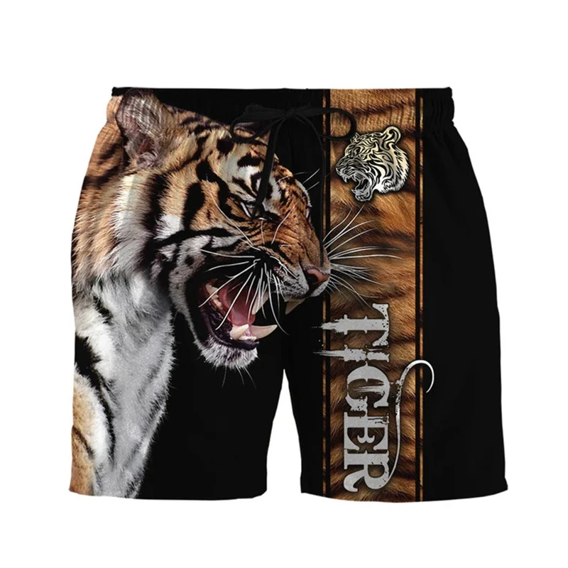 Summer Men 3D Print Fashion Cool Tiger Pattern Board Hawaii Short Pants Casual Man Beach Shorts Men's Streetwear Swimming Trunk