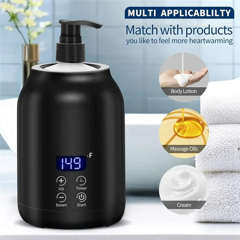 AB68 Massage Oil Warmer, Electric Massage Oil Digital Heater With Two Oil Bottles, Portable Lotion Heated Dispenser