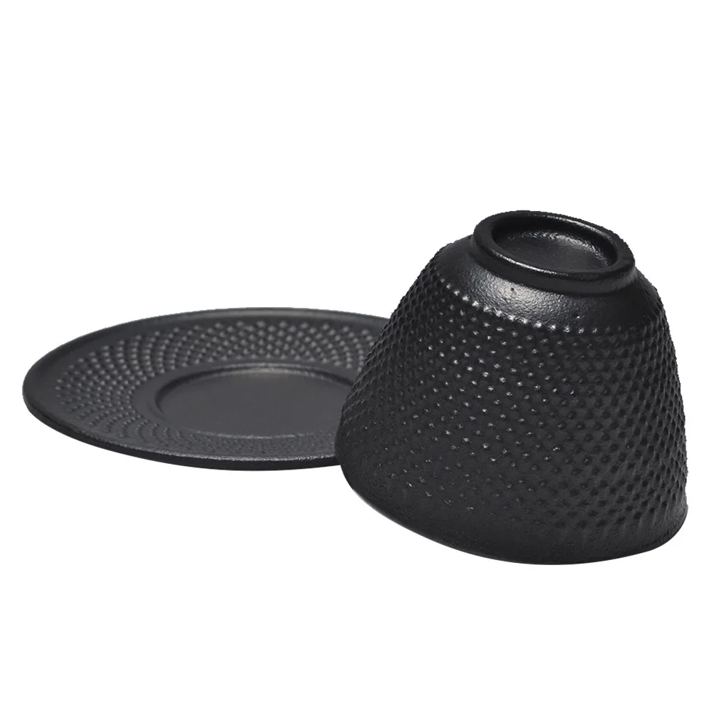 

1 set 1 Set Cup Saucer Set Cast Iron Cup For Home Office Tea House Restaurant Use Smooth Surface Rust-Resistant Kung Fu