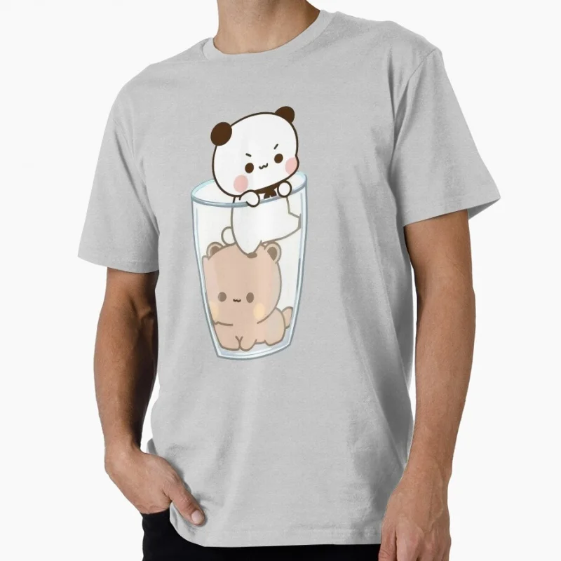 

Bubu & Dudu stuck in a cup Gift t shirt ‌kawaii‌ Panda Bear Cartoon Graphic tee Cute Y2K Clothes 100% cotton All size Tee S-6XL