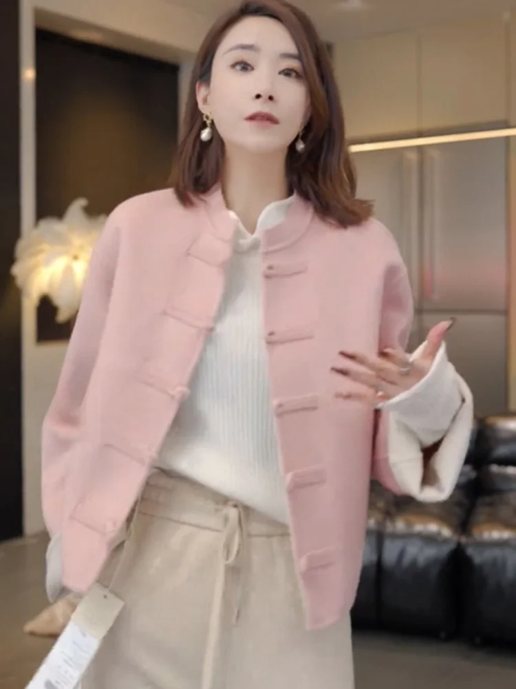 เสื้อสเวตเตอร์ไหมพรมถักสไตล์เรโทรสุดเก๋ แขนยาว ติดกระดุม สีแดง สำหรับปีใหม่ สไตล์เกาหลี ใส่สบายๆ ทรงหลวม