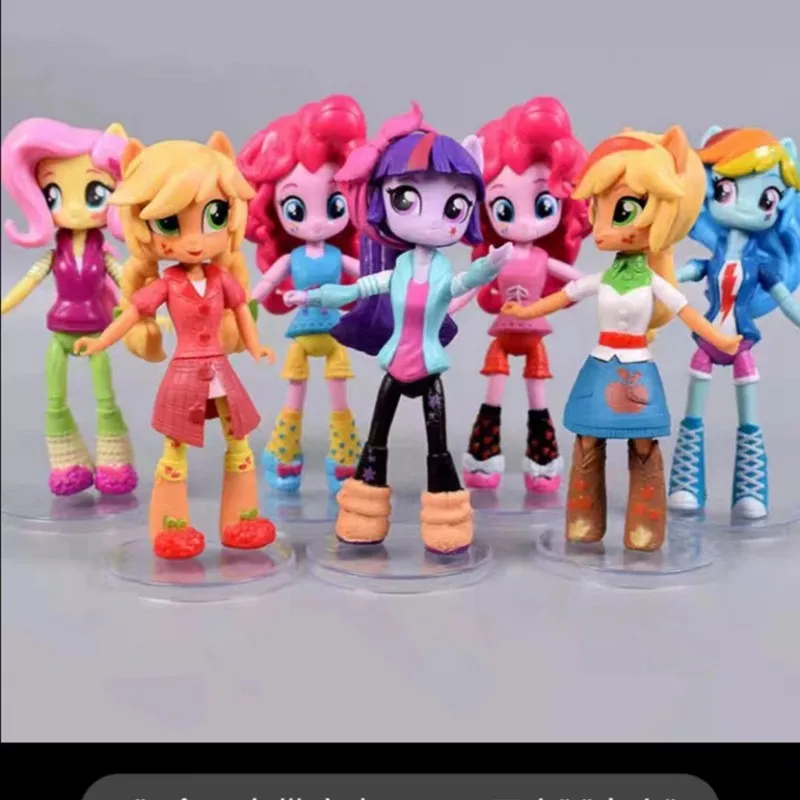7pcs My Little Pony อะนิเมะ Action Figures ตุ๊กตาสะสม Twilight Sparkle Rainbow Dash Applejack Fluttershy สําหรับเด็ก