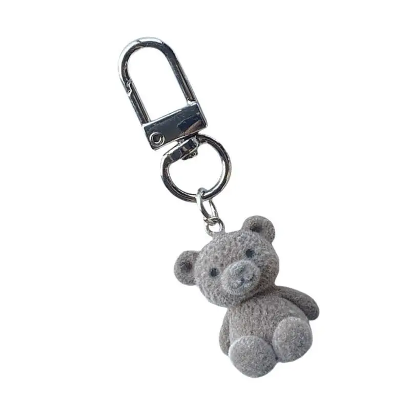 31BB Fashionable Resin Bear Holder Bear Holder With Soft Flocking Finish Keyrings Charm For Everyday Use