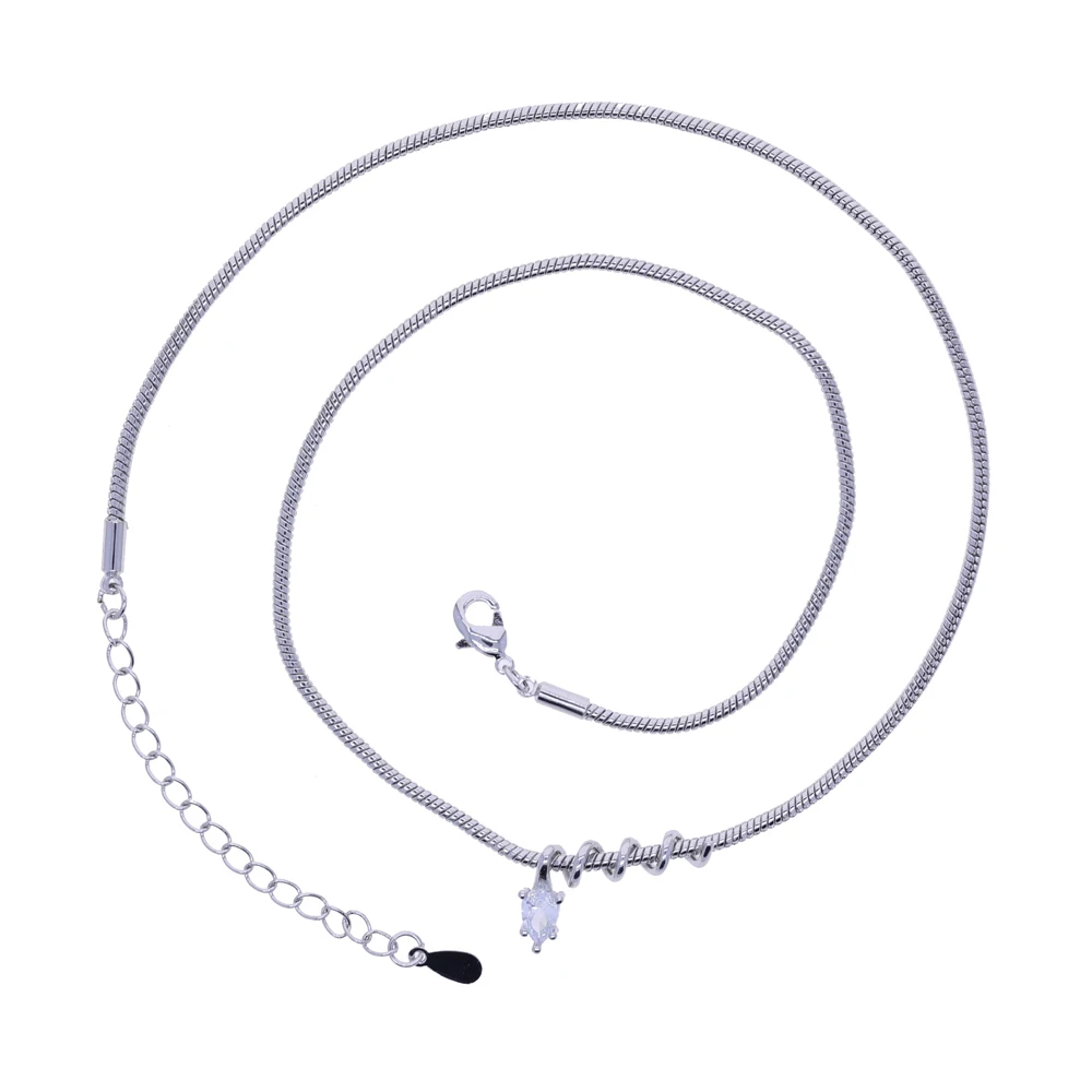 New Gold Color Delicate Droplet Shaped Water Drop Zircon Collar Necklace with Snake Thin Chain Spiral Jewelry for Women Gift